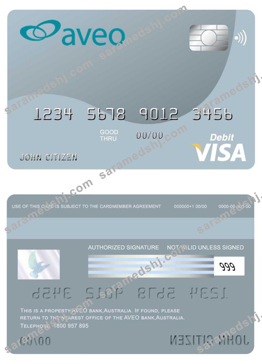 Australia Aveo bank visa card